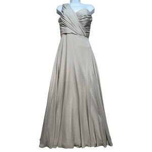 Thread Women's One Shoulder Wrap Maxi Dress Stretch Size 6-R Beige Gray